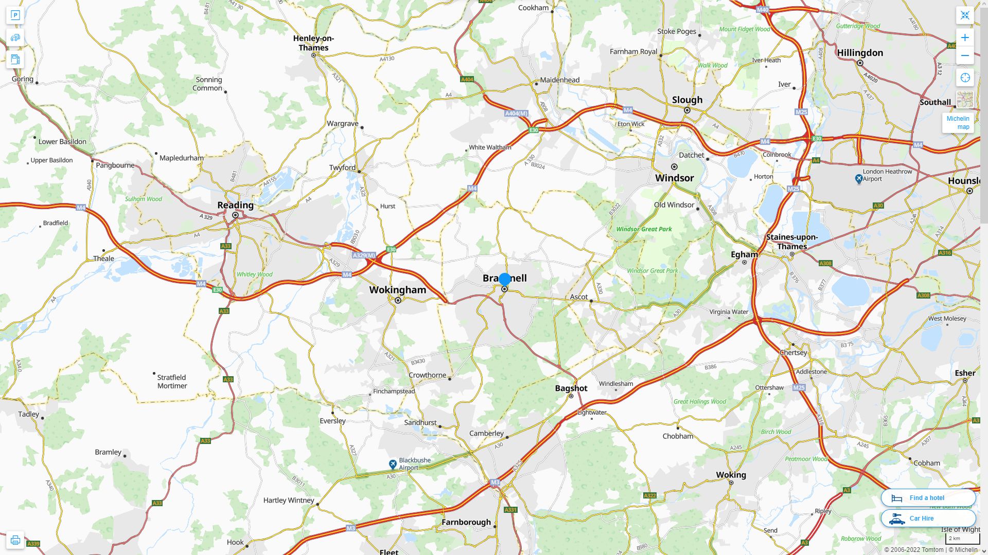 Bracknell Royaume Uni Autoroute et carte routiere